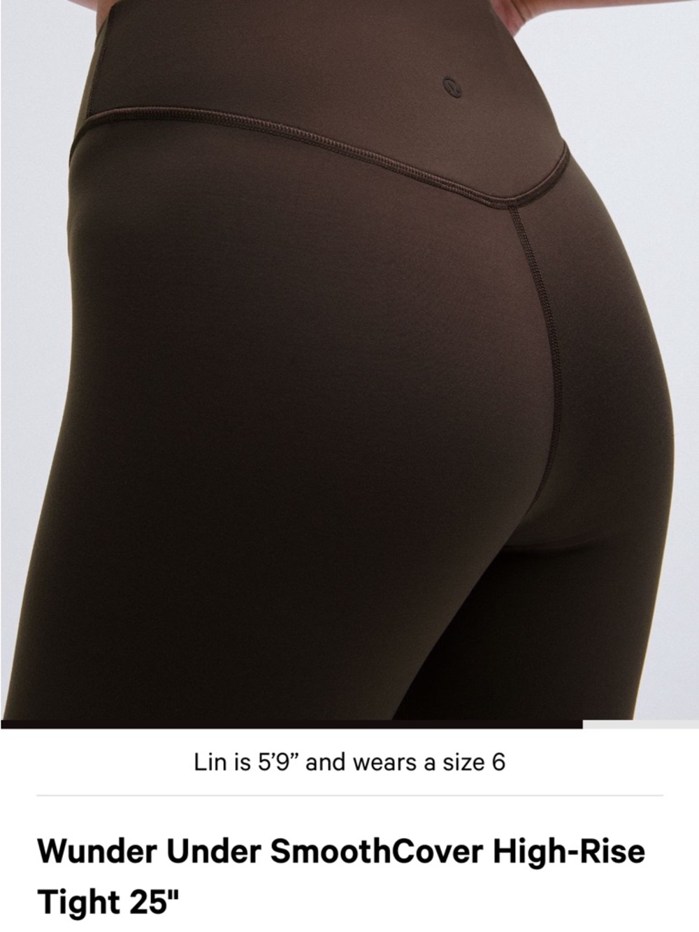 lululemon Wunder Under SmoothCover High-Rise Tight 25" - espresso size 6 - Picture 5 of 9